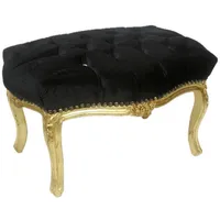 Casa Padrino Barock Fußhocker Schwarz / Gold 60 x