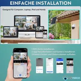 LuVision 4G LTE PTZ Solar Überwachungskamera 4MP Weiß