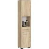 abamihome - Badezimmersäule Akord Fin Sonoma-eiche 30 Cm 2 Türen Schublade 5 Ebenen B30 X H140 X T30 Cm