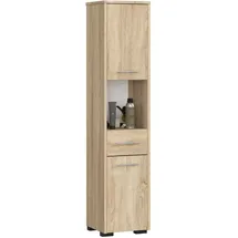 abamihome - Badezimmersäule Akord Fin Sonoma-eiche 30 Cm 2 Türen Schublade 5 Ebenen B30 X H140 X T30 Cm
