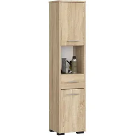 abamihome - Badezimmersäule Akord Fin Sonoma-eiche 30 Cm 2 Türen Schublade 5 Ebenen B30 X H140 X T30 Cm