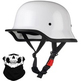 Deutsche Motorrad Halbhelme mit ECE, Jethelm Retro, Chopper Helm, Scooter-Helm, Fahrradhelm, mit Herausnehmbares Innenfutter und Schnellverschlussschnallen M~XXL 57~64CM