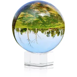 Intirilife Glaskugel mit Ständer in KRISTALL KLAR 50 mm – Kristallkugel mit Glasständer perfekt geeignet für Fotografie, Meditation, Dekoration u