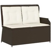 VidaXL Gartenbank Verstellbar mit Kissen Braun Poly Rattan