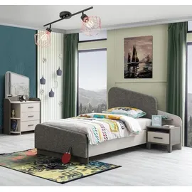 JV Möbel Grau Kinderzimmer Set Kinderbett, Nachttisch Kommode, Moderne Top-Qualität Möbel