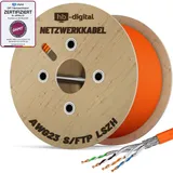 HB-Digital CAT7 Kabel Verlegekabel Ethernet Datenkabel Installationskabel S/FTP AWG23 LSZH orange