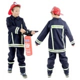 Foxxeo Feuerwehr Kostüm für Kinder - verschiedene Größen von 92 bis 158 - Feuerwehrmann Kostüm für Jungen Fasching Karneval, Größe 104-110