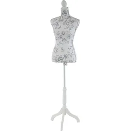 MCW Schneiderpuppe T223, Schaufensterpuppe Torso weiblich, Fiberglas Weiß mit Blumen