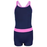 Aquarti Badeanzug Mädchen mit Bein Racerback Dunkelblau/Rosa 152