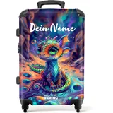 NoBoringSuitcases.com Kinderkoffer, Koffer Personalisiert, Kinder Koffer, Koffer Groß, Koffer Kinder, TSA, Trolley Kinder, Großer Koffer, Koffer Mittelgroß (Kleiner Drache - Mehrfarbig, 67 cm - 72 L)