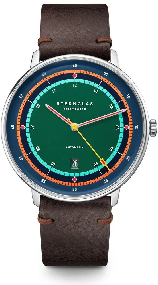 STERNGLAS - HAMBURG AUTOMATIK - EDITION ARGO - silver - mokka dunkelbraun / 42 MM