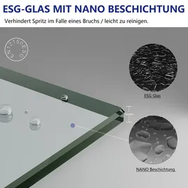 IMPTS Duschwand für Badewanne 100x140cm, 2-teilig, Badewannenaufsatz, Faltwand Duschtrennwand Duschabtrennung, 6mm ESG-Nano Glas