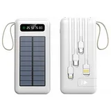 TAMEY Solarladegerät, schnell aufladende tragbare mobile Stromversorgung Powerbank, 4-in-1 Solar Powerbank, 30000 mAh externe Powerbank mit LED-Licht weiß