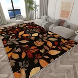 Generisch Teppich Wohnzimmer Herbst Blätter Dunkel 120x170 cm Teppich Schlafzimmer Kurzflor Teppich Groß Weiche Teppich rutschfest Teppich Flauschiger Teppich