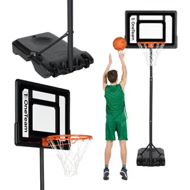 oneteam Basketballkorb Outdoor Verstellbar 160-210cm Hoch, Verstellbarer Basketball Korb Outside mit Ständer für Kinder - PVC-Scheibe Stabile Konstruktion Langlebige Materialien Basketballanlage