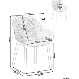 Beliani Gartenstuhl Kunststoff Olivgrün 4er Set