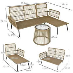 Outsunny - Gartenmöbel-Set - 125Lx77Wx82Hcm - Kaffee+Creme