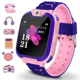 Winnes Smartwatch Kinder, Kinder Smartwatch, Telefon Uhr für Kinder, mit 2-Wege-Anruf, Musik, 7 Spiele, Kamera, Wecker, Smartwatch für Jungen und Mädchen 3-12 Jahre (Rosa)