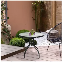 Outsunny Gartentisch Beistelltisch Ø 80 x 72 cm Schwarz