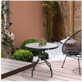 Outsunny Gartentisch Beistelltisch Ø 80 x 72 cm Schwarz