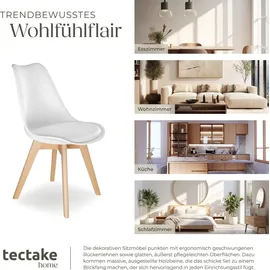 Tectake Esszimmerstuhl Frederikke Textil weiß 6er Set
