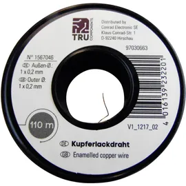 TRU Components Kupferlackdraht Außen-Durchmesser (inkl. Isolierlack)=0.20mm 110m