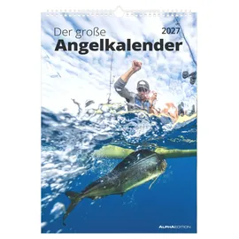 ALPHA EDITION GmbH & Co. KG Der große Angelkalender 2027: Wandkalender 29,7x42 cm mit 12 Angelmotiven, Tipps und Platz für Notizen