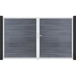 GROJA Doppeltor 300 x 180 cm Beige/Grau/Braun/Schwarz Aluminium