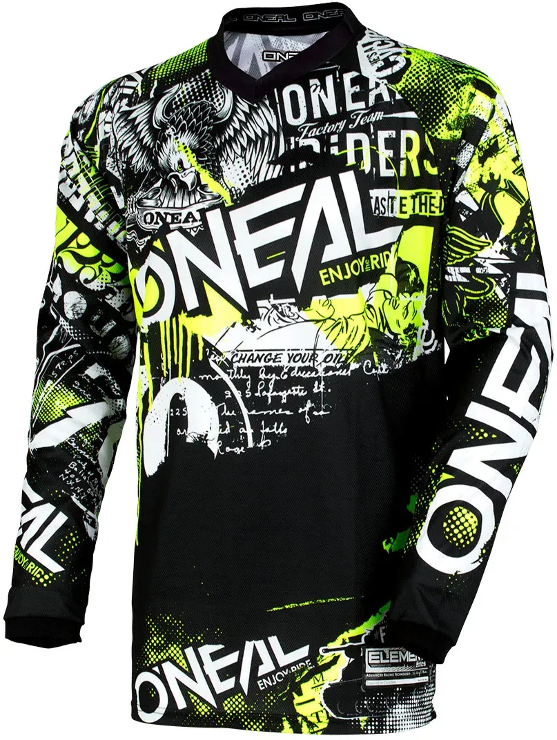 ONeal Element Attack, Trikot - Schwarz/Neon-Gelb - XXL