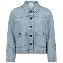 Cartoon Jeansjacke mit Stickerei 40