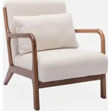 sweeek - Skandinavischer Sessel Hevea-holz mit Bouclé-bezug