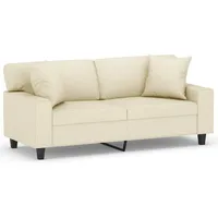 vidaXL 2-Sitzer-Sofa mit Zierkissen Creme 140 cm Kunstleder