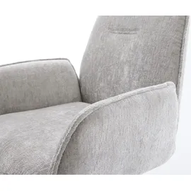 DeLife Polsterstuhl Zoa-Flex, Kreuzgestell konisch Edelstahl Chenille Silbergrau 180° drehbar Tasche grau|silberfarben 62 cm x 91 cm x 65 cm