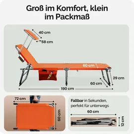 CASARIA Sonnenliege 190 x 60 x 30 cm Orange