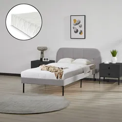 Polsterbett Porvoo mit Matratze Textil 90x200 cm Grau