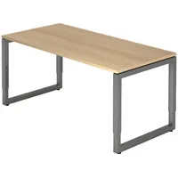 Bümö Schreibtisch Eiche, Graphit, Nachbildung,Eiche, Rechteckig, 160x74x80 cm, FSC