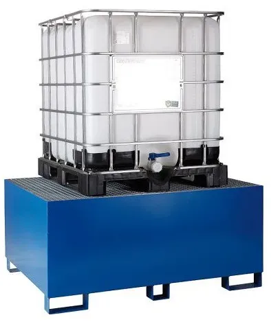 Hardwex IBC-Auffangwanne mit Gitterrost, unterfahrbar, lackiert, für 1 x 1000 l IBC