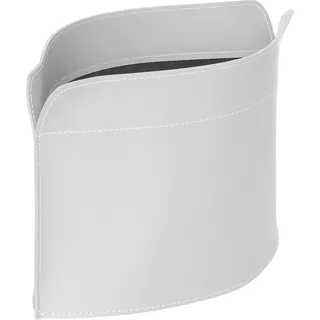 LIMAC Design GIUSY Zeitungsständer modern aus Leder, Zeitschriftensammler, Originaler Zeitungskorb, Bücherkorb, für Zuhause, Büro, Hotel, Hergestellt in Italien. (Weiß)