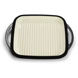 Echtwerk Universalbräter und Pfanne 2-in-1 Set, Gusseisen Auflaufform mit Deckel, Gusseisentopf mit Emaille-Beschichtung, Für Backöfen, Grill, BBQ und Induktion geeignet, Schwarz, 1,5 L, & 24,6 cm