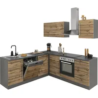 kochstation Winkelküche KS-Samos L-Form 220 cm braun