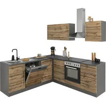 kochstation Winkelküche KS-Samos L-Form 220 cm braun