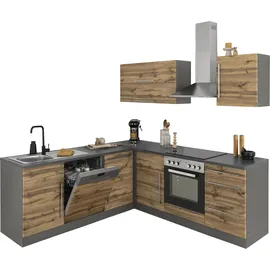kochstation Winkelküche KS-Samos L-Form 220 cm braun