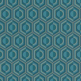 Rasch Textil Rasch Tapete 710144 - Vliestapete mit geometrischem Design in Retro-Optik in Petrol und Gold aus der Kollektion Sophia - 10,05m x 0,53m (LxB)