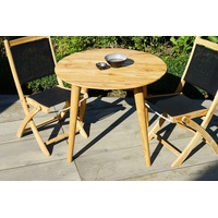 Ploß Design-Loft-Tisch Wellington, natur, Premium SLVK-Teakholz, Ø90 x75 cm, rund