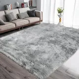 Teppich Rund Rutschfest Wohnzimmer 140 x 200 cm (Rechteckig) Grau Weiß
