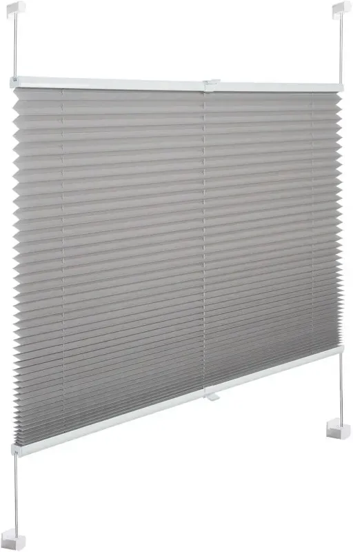 WOLTU Plissee Klemmfix ohne Bohren 60x220cm (BxH) Grau Plissee mit Klemmhalter Lichtdurchlässig, Sicht- und Sonnenschutz Easyfix Plissee für Fenster & Tür