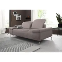 2-Sitzer HOME AFFAIRE "Caluna", grau (hellgrau), B:202cm H:97cm T:111cm, Luxus-Microfaser Vintageoptik (100% Polyester);Flachgewebe (100% Polyester);Luxus-Mikrofaser (90% Polyester, 10% Polyamid), Sofas, mit Sitztiefen- und Kopfteilverstellung