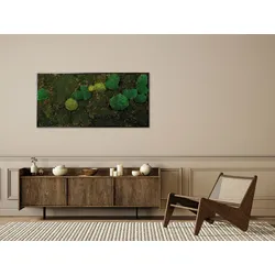 Bild mit Rahmen BÖNNINGHOFF "Mixmoos", grün (farbe rahmen: schwarz, farbe bild(er): grün), B:120cm H:60cm T:5,5cm, Holz, Bilder, jedes Bild ein Unikat, BxH: 120x60 cm