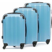 FERGÉ Kofferset Hartschale 3-teilig QUÉBEC Trolley-Set - Handgepäck 55 cm, L und XL 3er Set Hartschalenkoffer Roll-Koffer 4 Rollen 100% ABS blau
