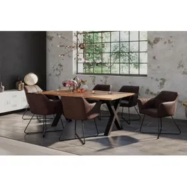 sam möbel gmbh Esstisch, Beige, Holz, Echtholz,Mangoholz, Rechteckig,Quadratisch, X-Form, 120x77x80 cm, Esszimmer, Tische, Esstische